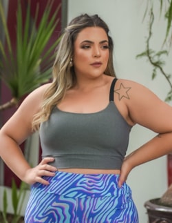 Cropped Plus Size Mescla sem Bojo | Ref: 4.4.4140-03-48