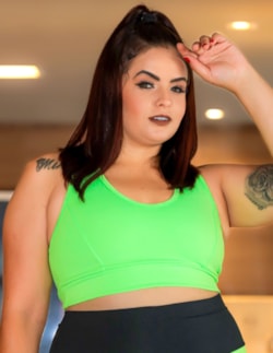 Cropped Plus Size Verde Neon sem Bojo | Ref: 4.4.1699-32