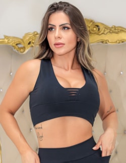 Cropped Preto em Poliamida com Bojo | Ref: 3.3.2422-01