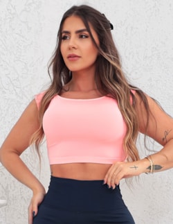 Cropped Rosa sem Bojo com Manguinhas | Ref: 3.3.2467-16