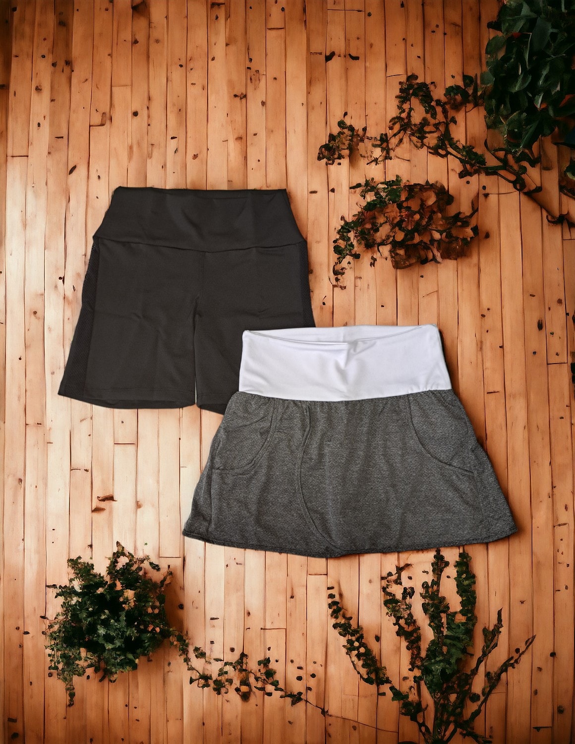Kit com 1 Short Saia Feminino e 1 Short com Tela Lateral