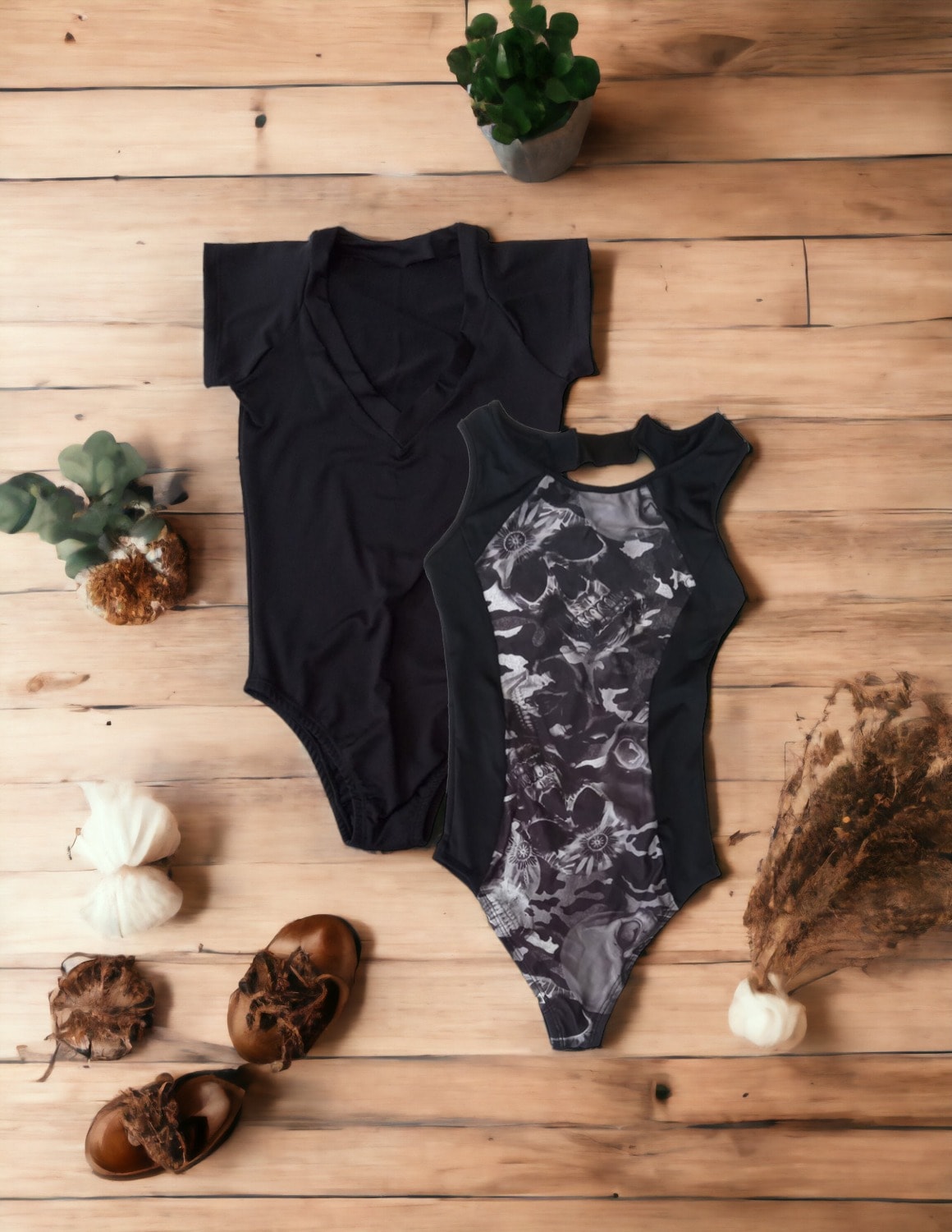 Kit com 2 Bodys sem Bojo com Estampa Variadas Exclusivas