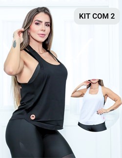 Kit com 2 Camisetas Esportivas Feminina com Alças Estilo Nadador
