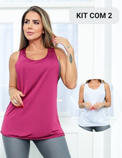 Kit com 2 Camisetas Fitness Feminina em Dry Fit Seca Rápido