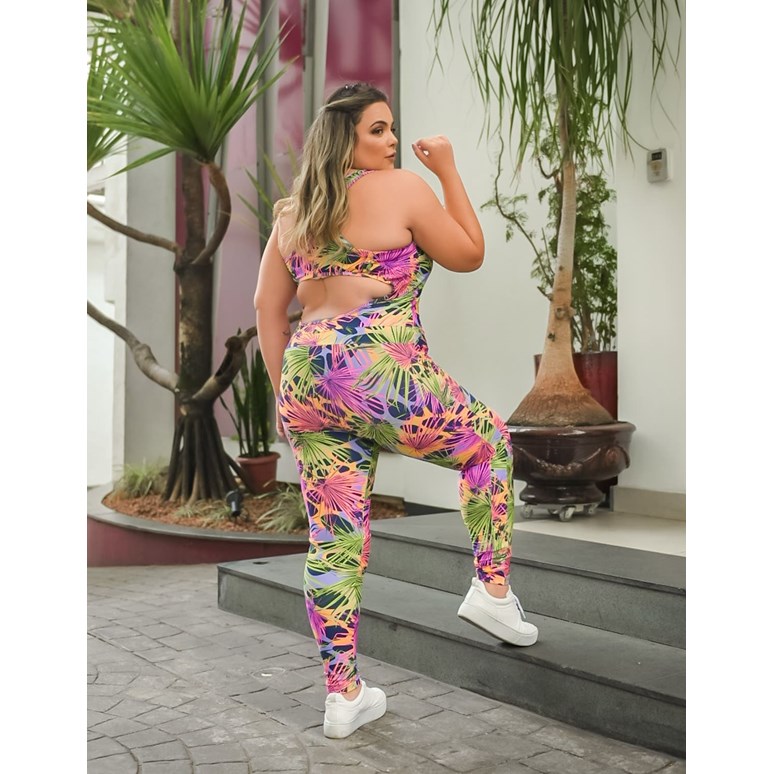 Macacão Fitness Feminino Longo Plus Size com Estampa | Ref: 4.4.4052-3242