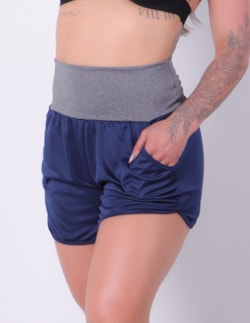 Short Dry Fit Azul Marinho com Bolsos e Cós Mescla | Ref: 4.4.4362-180