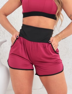 Short Feminino Fitness sem Forro com Bolsos Laterais em Dry Fit