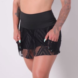 Short Saia Preto com Tela | Ref: 4.4.4108-01