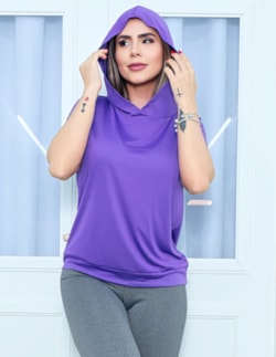 T-shirt Com Capuz Fitness Feminina em Dry Fit