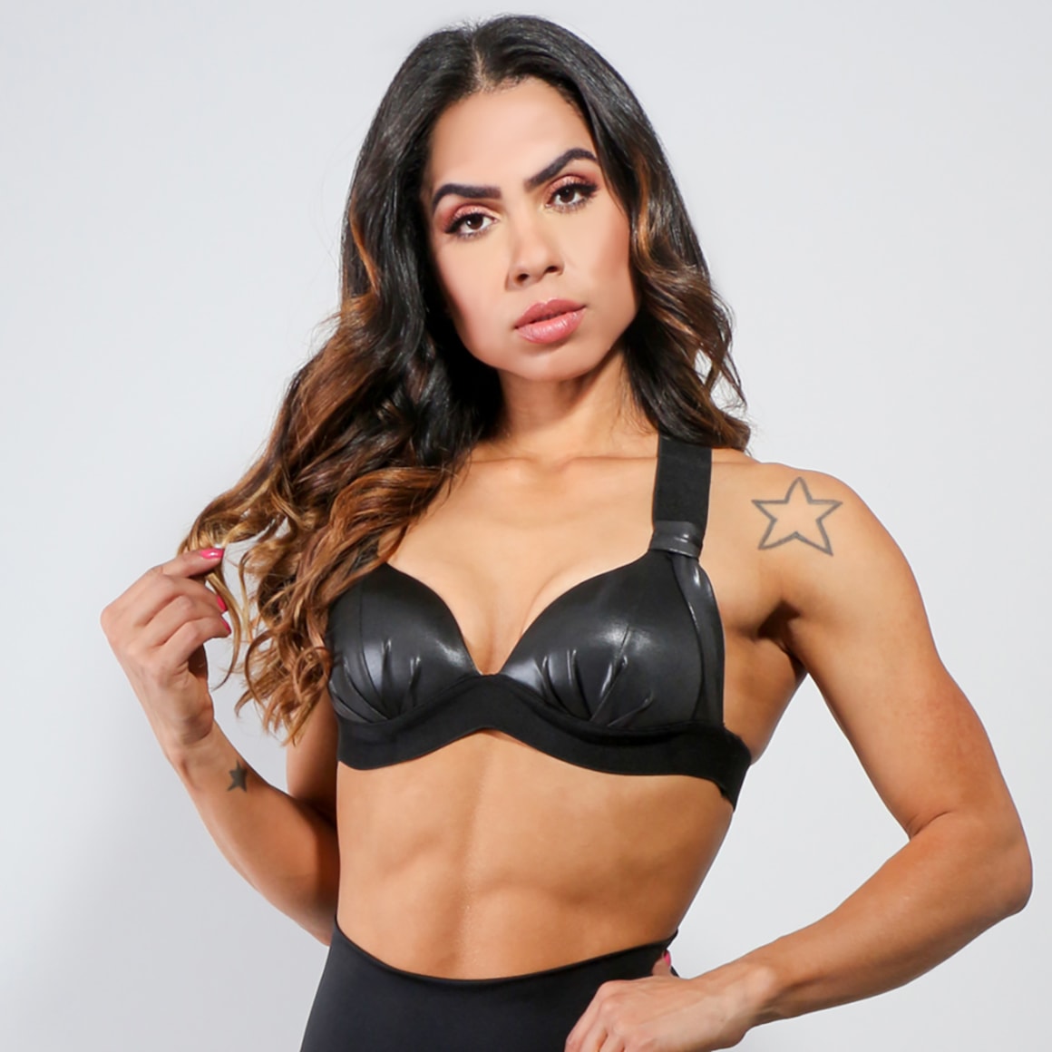 Top com Bojo em Cirrê Preto | Ref: 4.4.1199CIR-01
