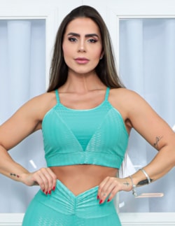 Top Cropped com Bojo Removível Alça Fina Fitness Casual em Zig