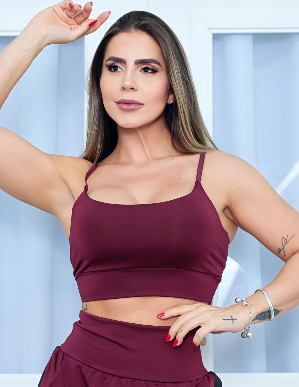 Top Feminino Fitness com Bojo e Alcinhas
