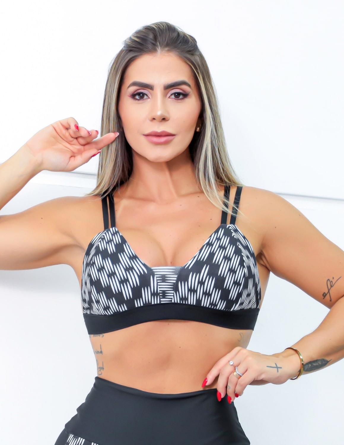Top Feminino Fitness Estampado com Alcinhas e Bojo Removível