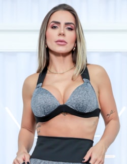 Top Fitness em Dry Fit com Bojo Mescla | Ref: 4.4.1199DRY-03