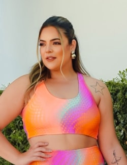 Top Fitness Feminino Estampado Plus Size | Ref: 4.4.4434-3238