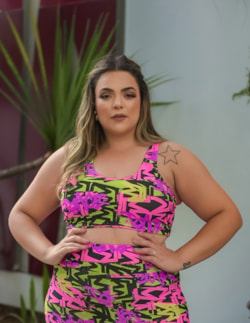 Top para Academia Feminino Plus Size Estampado | Ref: 4.4.4434-3243