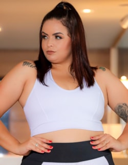 Top Plus Size Branco em Poliéster | Ref: 4.4.1699-02