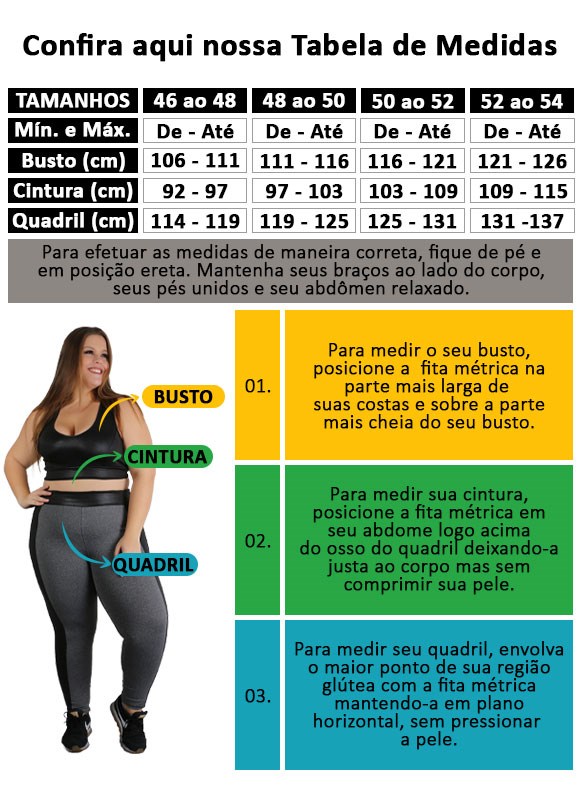 Tabela de Medidas - Fitmoda